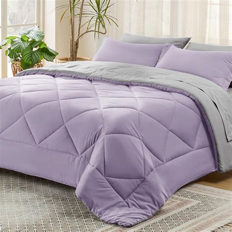Amazon.com: Bedsure Light Purple Full Size Comforter Set - 7 Pieces ...