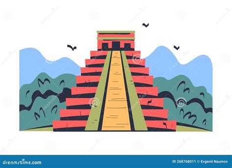Aztec Ancient Pyramid. Maya Civilization Architectural Monument Cartoon ...