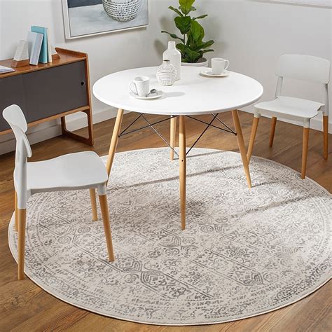 Livabliss Roma 8 X 8 (ft) Gray Round Indoor Medallion Oriental Area Rug ...