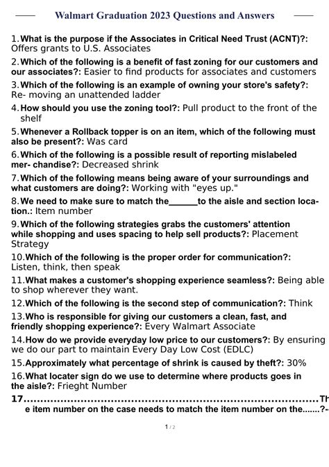 Walmart Graduation 2023 Questions and Answers - Walmart Graduation ...