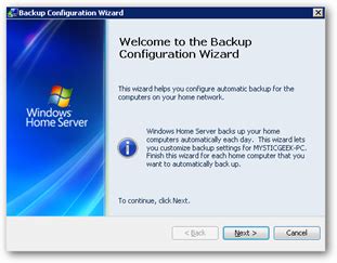 Configure your Computer to Backup to WHS