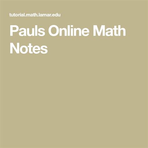 Pauls Online Math Notes | Math notes, Online math, Math