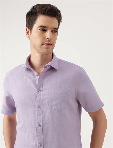 Buy Linen Blend Solid Spread Collar Shirt at Marks & Spencer