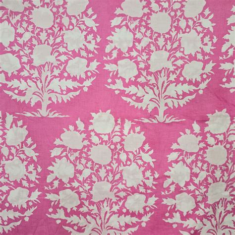 (PRE-CUT 1.15 METER) Pure Cotton Pink With White Big Flower Plant Scre ...