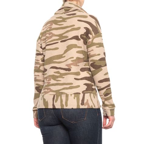 North River Waffle-Knit Printed Cowl Neck Shirt (For Women) - Save 44%