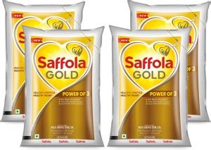 Saffola Gold| Power of 3 | Blend of Rice Bran & Corn Blended Oil Pouch ...