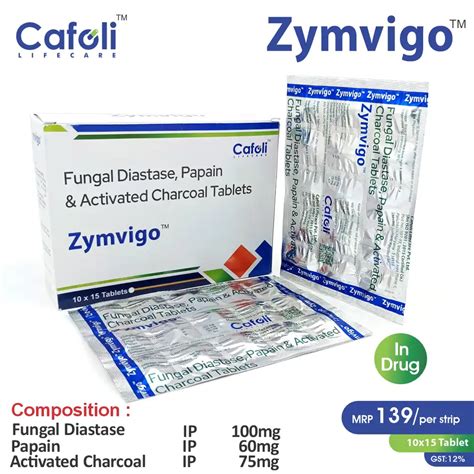 Fungal Diastase (1:800) 100mg + Papain 60mg + Activated Charcoal 75mg ...