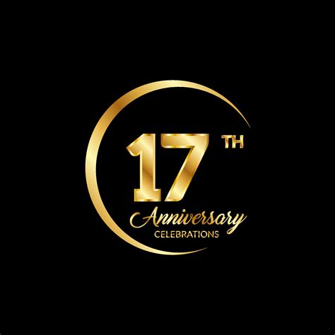 17 years anniversary. Anniversary template design concept with golden ...