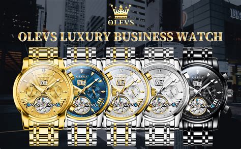 Buy OLEVS Watches For Men Automatic Skeleton 5 Hands Mechanical Classic ...