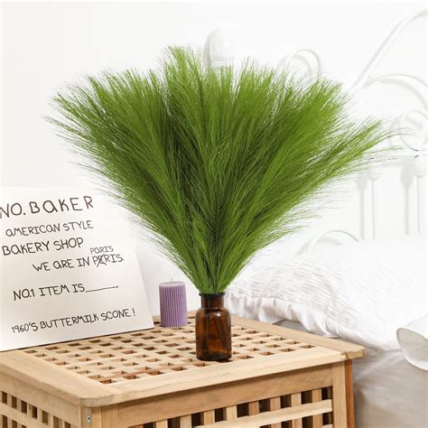 Buy Faux Pampas Grass, 5 pcs 17” Artificial Pampas Grass Decor Large ...
