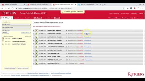 How To: Rutgers University Web Reg Course Planner - YouTube