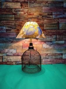 RAIKWAR Bird Cage Shape Black Color Metal Base Table Lamp Table Lamp ...