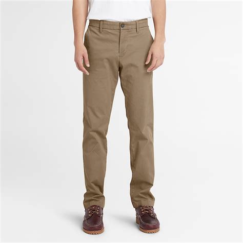 Stretch Twill Chino Trousers for Men in Khaki