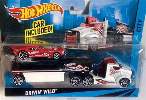 Hot Wheels Drivin' Wild City Red Car with Rig and Detachable Cab ...