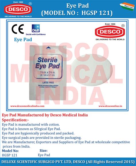 Eye Pad Manufacturer Supplier and Exporter in India | Desco