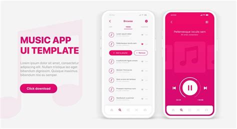 Mobile application interface music player. sound app ui gui template ...