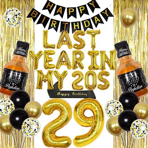 29th Birthday Decorations for Men Women, Gold Last Year In My 20s ...