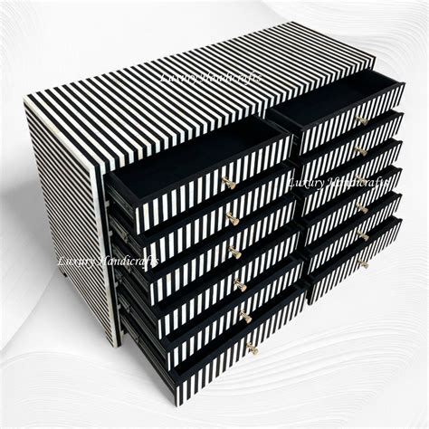 Black Stripe Bone Inlay Jewelry Dresser – Luxury Handicrafts