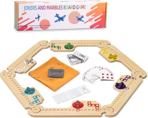 Amazon.com: Jokers and Marbles Board Game, Wooden Marble Game for 2-6 ...