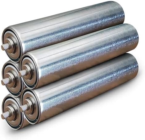 Pack of 5 Conveyor Rollers, 1.5" Diameter Galvanized Steel, 10" Between ...