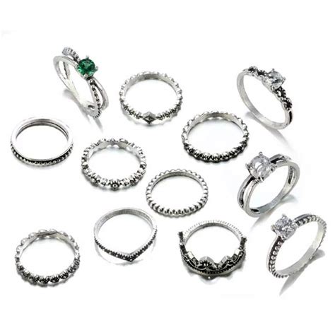 Buy Shining Diva Fashion Oxidized Silver Stylish Rings for Women -Set ...