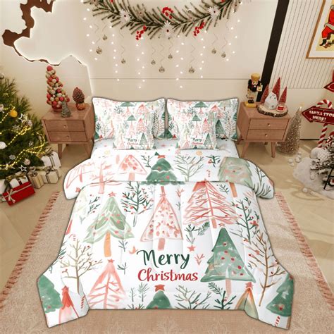 Feelyou Kids Christmas Bedding Comforter Set 7pcs, Cartoon Xmas Tree ...