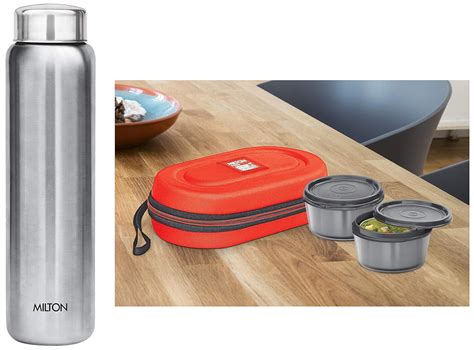 Buy MILTON Nutri Stainless Steel Insulated Tiffin Set, 350ml, Set of 2 ...