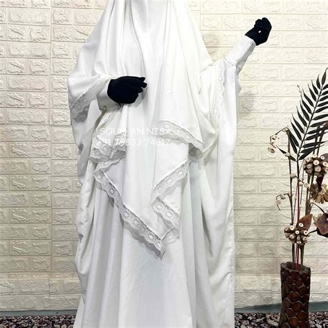 White Kaftan Abaya Khimar Set – Souq an nisa