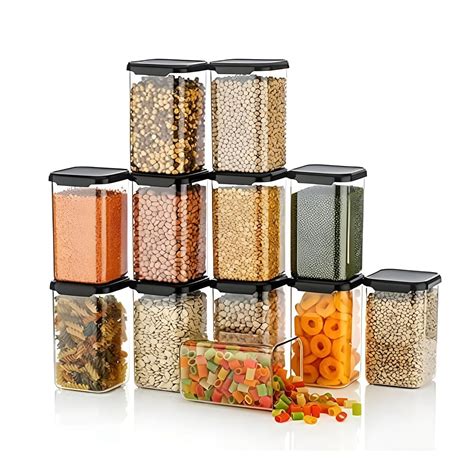Homeor Plastic Storage Jar & Container Set Air-Tight BPA Free ...