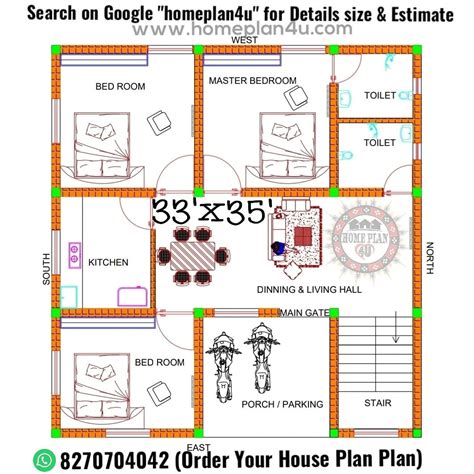 33 x 35 House Plan Design with 3 Bhk design | House plans, How to plan ...
