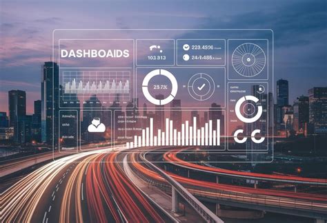 Dashboard data visualization in the city with traffic light trails ...