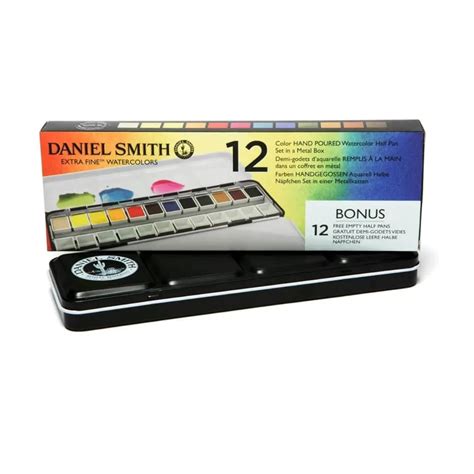 Daniel Smith 12 Color Hand Poured Watercolor Half Pan Set in a Metal B ...