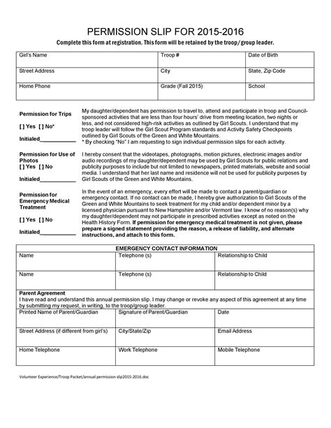 35 Permission Slip Templates & Field Trip Forms