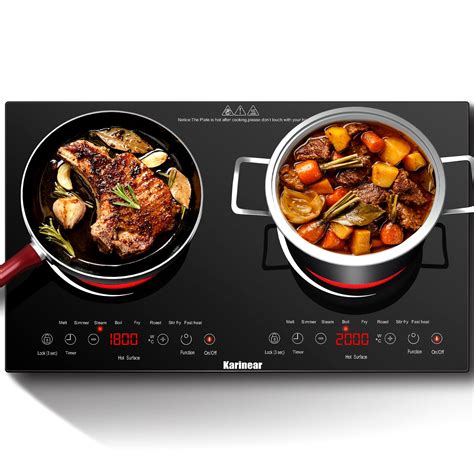 Buy Karinear Double Ceramic Hob, Plug in 2 Zone Electric Ceramic Hob ...