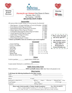 Fillable Online trinitashospital Passion for our Patients Gala Dinner ...