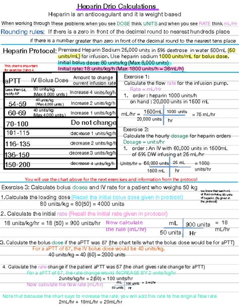 Advance Pharm - Heparin Drip - Heparin Drip Calculations Heparin is an ...