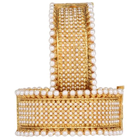 Buy DS Gold Plated Pearl Studded Ethnic Traditional Openable Broad ...