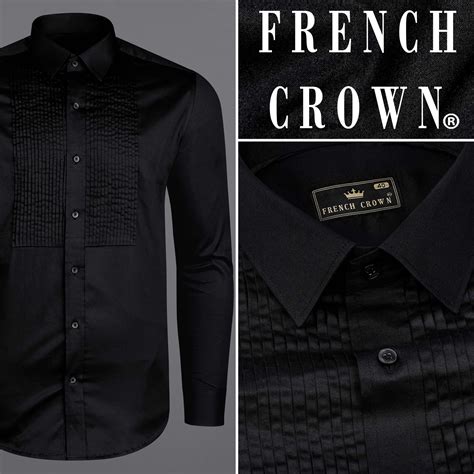 Jade Black Tuxedo Formal Plain-Solid Premium Cotton Shirt For Men ...