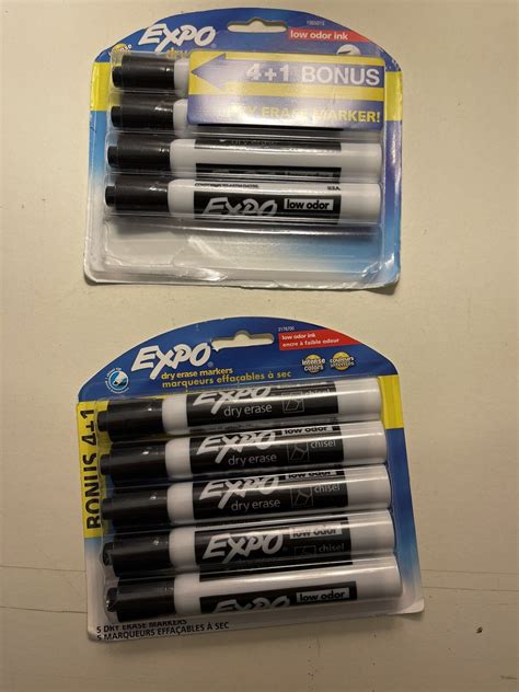 New ExPo Black Dry Erase Markers Chisel Tip 4+1 Low Odor Ink - Bonus Pack | eBay