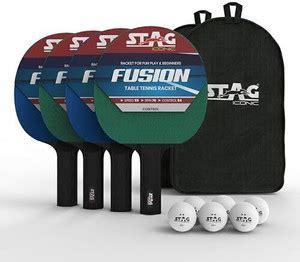 Stag iconic Fusion Blue, Green TT Playset with White Ball (4 Racquets ...