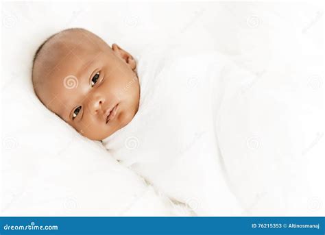 Three Weeks Old Baby Sleeping on White Blanket Cute Infant Newborn ...