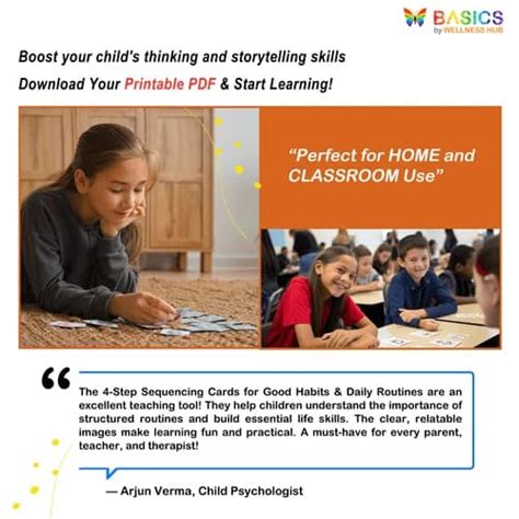 4-Step Sequencing Cards: Printable PDF for Good Habits & Routines