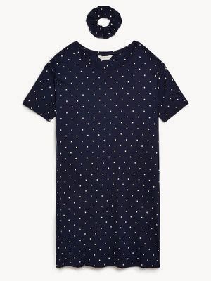 Buy Marks & Spencer Cotton Modal Spot Short Nightdress (Set of 2) Online