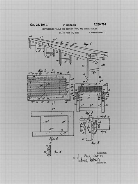 Framable Patent Art the Original Ready to Frame Décor Shuffleboard ...