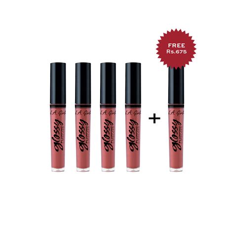 L.A. Girl Glossy Plumping Lipgloss-Flourish 4Pc Set + 1 Full Size Prod ...
