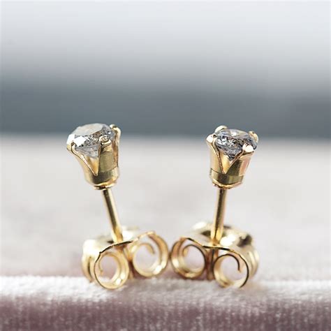 SINGLE Diamond Stud Earring - Grey Diamond Earring