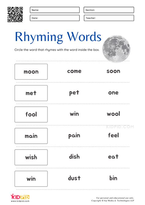Rhyming Words for Kids - Kidpid