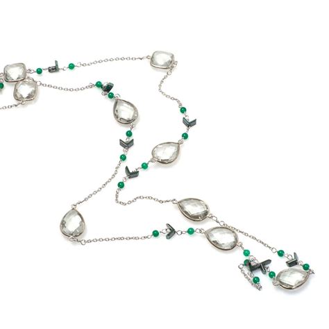 Green Amethyst Long Gemstone Necklace | 925 Silver for Woman – OPRATA