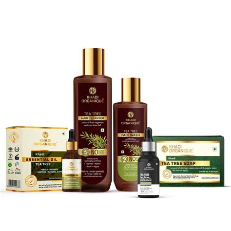 Khadi Organique Tea Tree Combo Pack (Face Wash, Hair Cleanser, Essenti