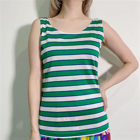 70s green stripe tank top | LEMON